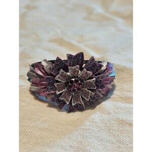 Vintage '90s Mall Fashion Chunky Purple Rhinestone Flower Cuff